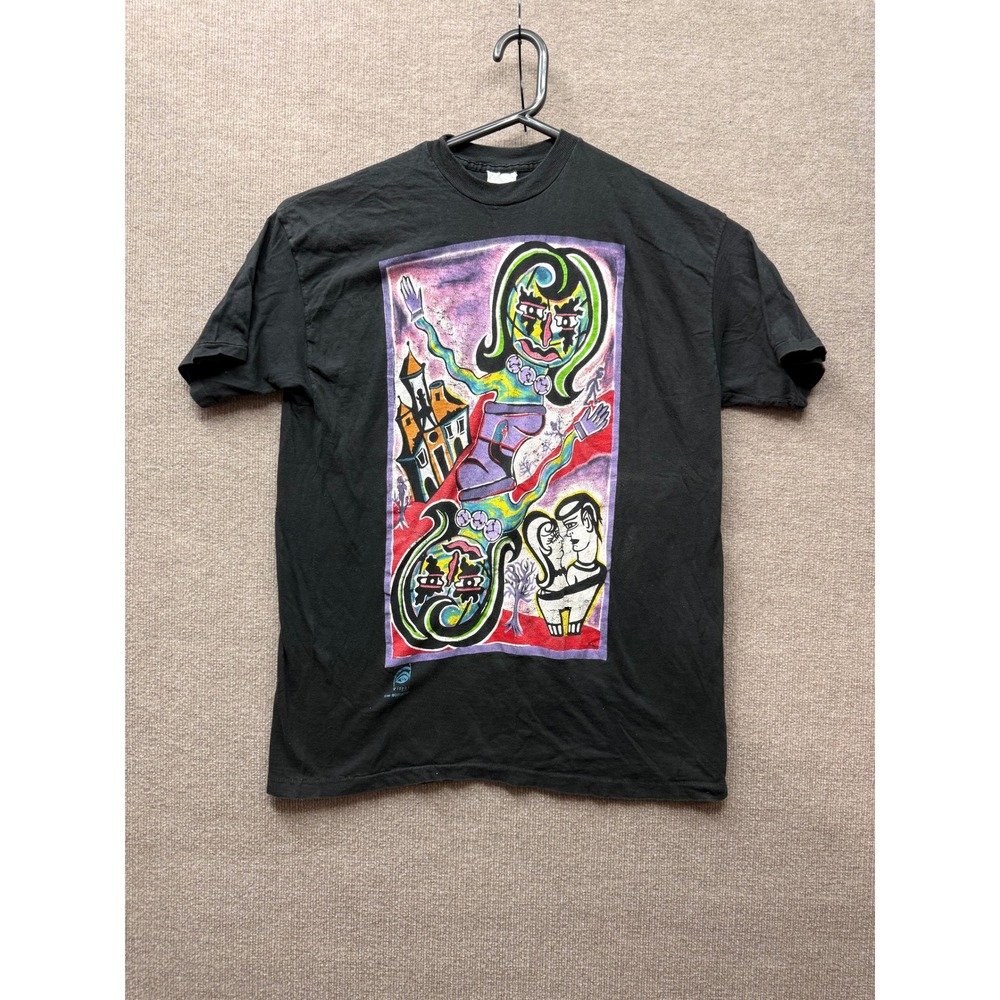 Vintage 1998 Visual Obstruction Graphic T-Shirt Black Surrealist Art Tee XL